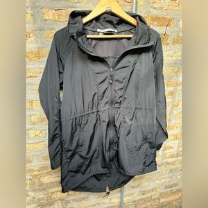 Athleta Black Swing Parka Jacket Adjustable Cinched Waist Front Pockets Size M